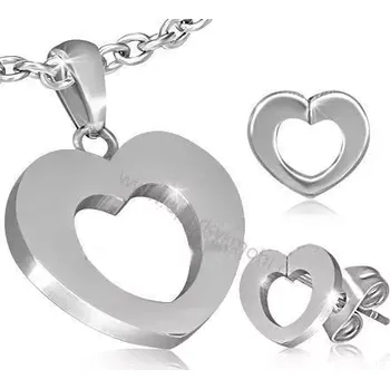 Souprava šperků Set šperky srdíčka ocel náušnice + přívěsek (Sady šperků z oceli )