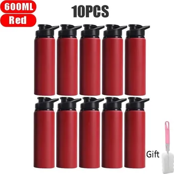 Láhev Nerezová sportovní láhev 600 ml na kolo | láhev na vodu, cestovní láhev - Červená 10 ks