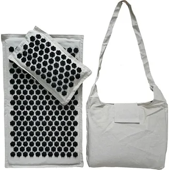 Akupresurní podložka Akupresurní masážní podložka s polštářem | podložka polštář - 3dílná sada černých trnů