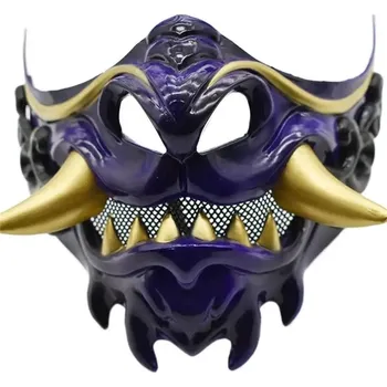 Samurajská halloweenská cosplay maska | maska, doplněk - Modrý