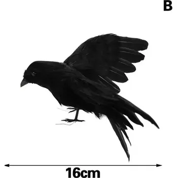 Party dekorace Halloweenská dekorace černý havran 16 cm | dekorace plašič - B.