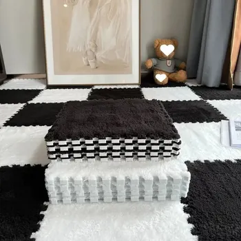 Koberec Dětský pěnový koberec puzzle s výplní | dětský koberec, herní podložka - černá bílá , 12 ks