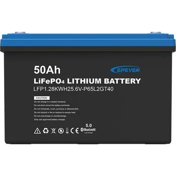 Trakční baterie EPEVER LFP1.28KWH25.6V-P65L2GT40 - Baterie LiFePO4 25,6V 50Ah 1280Wh Bluetooth M8 IP65 (Baterie, LiFePO4, 25,6V, 50Ah, 1280Wh, Bluetooth, M8, IP65)