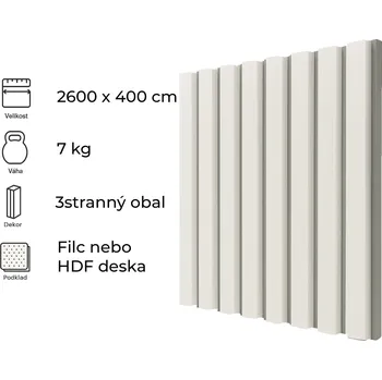 Obklad Windu Akustický obkladový panel, dekor Bílá/šedý filc 2600x400mm, 1,04m2