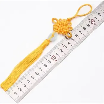 Ručně vyrobený čínský uzel se střapcem | novoroční dekorace, tradiční ozdoba - Žlutý styl 1