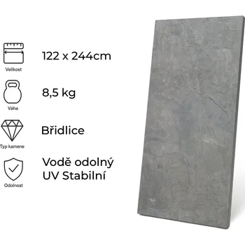 Obklad Windu Kamenná dýha, Silver Grey, 1220x2440 mm, 2,97 m2