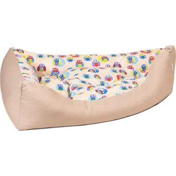 Pelíšek pro psa Iridog Pelech pro psa CORNER no.2 béžový se sovičkami 25 x 80 x 80 cm