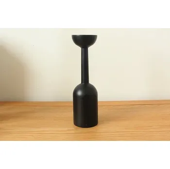 Svícen Černý dřevěný svícen dekorace | svícen, stojan na svíčky - 18 CM