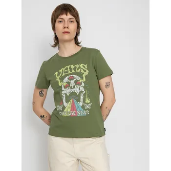 Dámské tričko Vans Skull Saucer Crew (olivine) L, zelená