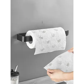 Držák kuchyňských utěrek Držák na papírové utěrky či toaletní papír bez vrtání | držák utěrek, kuchyňský držák - Dlouhá černá