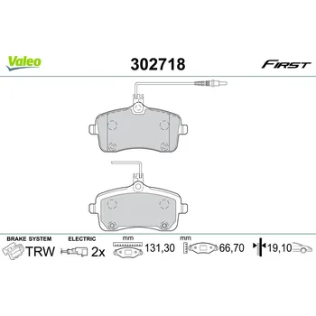 Brzdová destička Sada brzdových destiček, kotoučová brzda VALEO 302718
