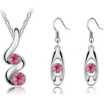 Souprava šperků Souprava šperků s krystaly růžová (Ocelová souprava pro ženy)