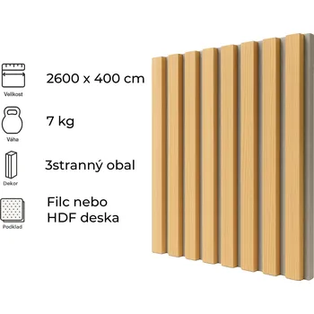 Obklad Windu Akustický obkladový panel, dekor Dub Sonoma/šedý filc 2600x400mm, 1,04m2