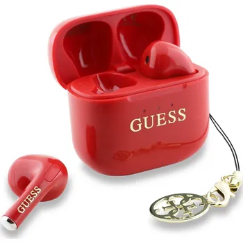 Elektronika Guess Classic Logo Charm TWS Bezdrátová Sluchátka Barva: Červená