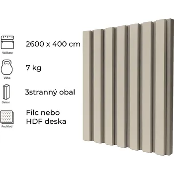 Obklad Windu Akustický obkladový panel, dekor Beton/šedý filc 2600x400mm, 1,04m2