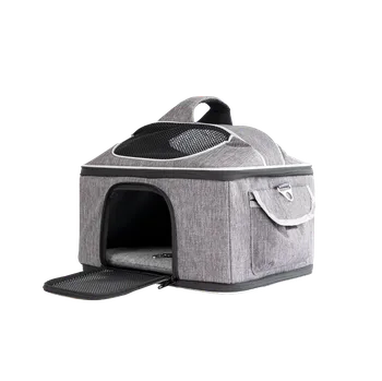 Pelíšek pro psa Cestovní přenosná taška PAWCASTLE pro psy a kočky do 8 kg šedá