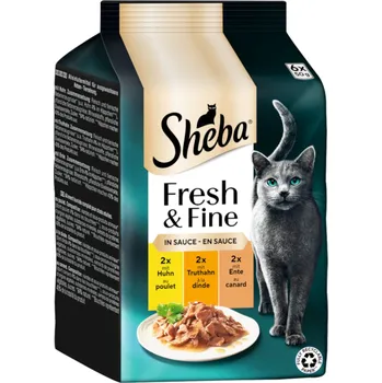 Krmivo pro kočku 12x50g Sheba Fresh & Fine - kuřecí, krůta a kachna v omáčce