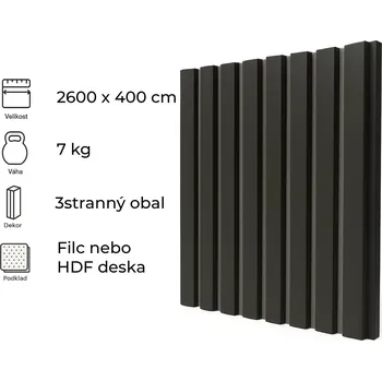 Obklad Windu Akustický obkladový panel, dekor Černá/šedý filc 2600x400mm, 1,04m2