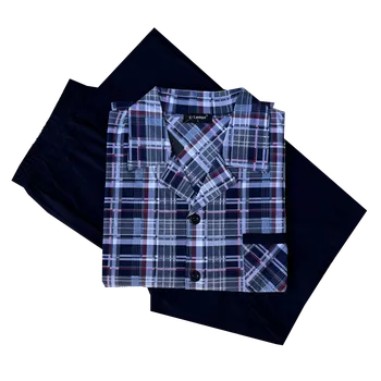 Pánské pyžamo Pánský pyžamový kabátek na knoflíky - C-lemon Barva: Modrá, Velikost: 3XL