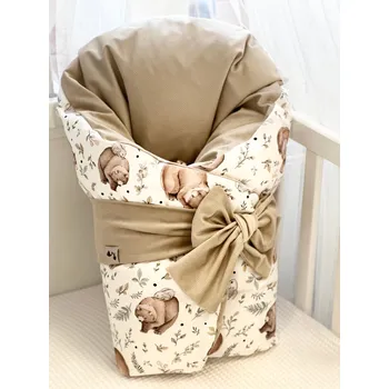 Zavinovačka Béžová péřová zavinovačka s medvědy a zajíčky