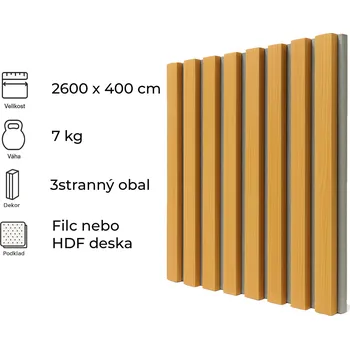 Obklad Windu Akustický obkladový panel 2600x400mm 1,04m2 Dub/šedý