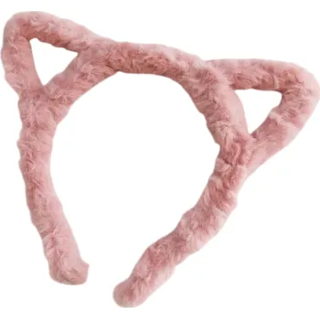 Plyšové kočičí uši čelenka Lolita 12 cm Chlupatá kreslená vlasová páska Cosplay kostým Párty korejské vlasové doplňky pro dívky a ženy růžová