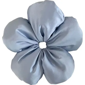 Saténová květinová vlasová páska 1 ks Jednobarevná gumička do vlasů pro culík a drdol Elegantní módní doplněk pro každodenní účesy Polyester modrá