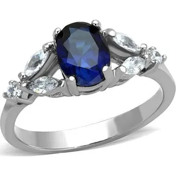 Prsten Ocelový prsten s modrým kamenem (50)