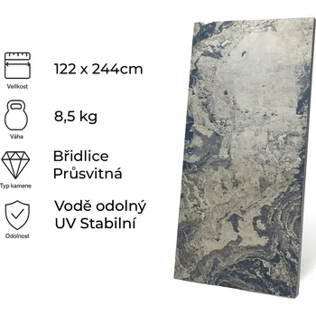 Obklad Windu Kamenná dýha, Kund Black průsvitný, 1220x2440 mm, 2,97 m2
