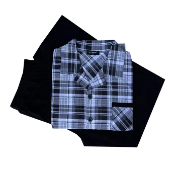 Pánské pyžamo Pánský pyžamový kabátek na knoflíky - C-lemon Barva: Černá, Velikost: 3XL