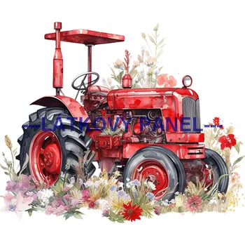 Látkový panel - Traktor- TR-14 Velikost: 35x35cm, Materiál: Kočárkovina