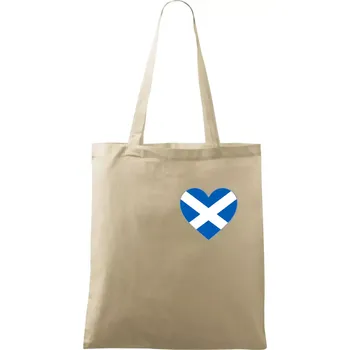 Nákupní taška Skotské srdce na prso - Taška bavlněná - 42 x 38 cm ( Naturální )