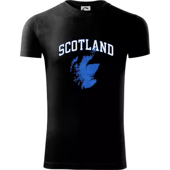 Pánské tričko Scotland nápis s mapou - Viper FIT - Pánské zůžené tričko - L ( Černá )
