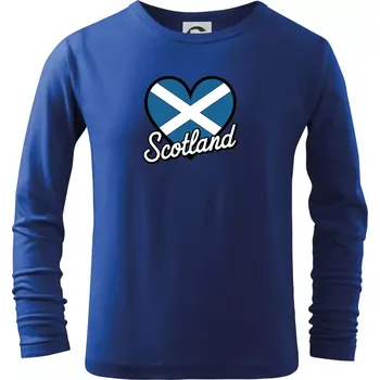 Chlapecké tričko Scotland Srdce s vlajkou - Triko dětské Long Sleeve - 104-110cm / 3-4 roky ( Královská modrá )