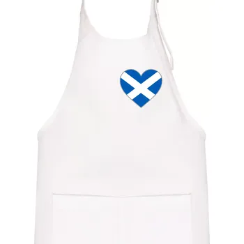 Kuchyňská zástěra Skotské srdce na prso - Dětská zástěra na vaření - Univerzální velikost ( Bílá )