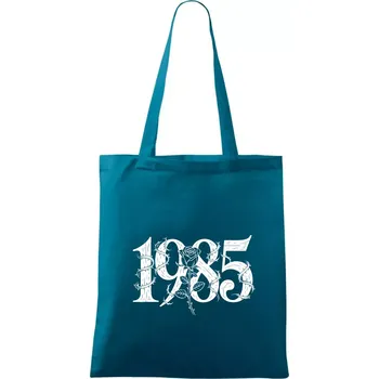 Ročník s růží 1985 - Taška bavlněná - 42 x 38 cm ( Petrolejová )
