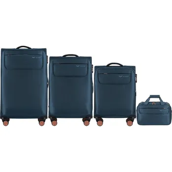 Tmavě modrá sada cestovních kufrů a příručního zavazadla TRN01 Set of 3 suitcases (L,M,S) Wings, Teal + carry-on bag Velikost: Sada kufrů