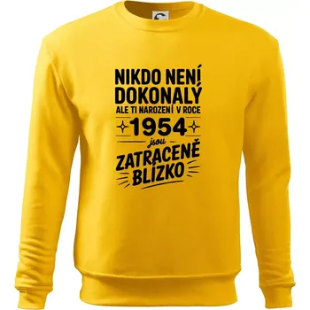 Pánská mikina Nikdo není dokonalý ale ti narození v roce 1954 jsou zatraceně blízko - Mikina Essential pánská - M ( Žlutá )