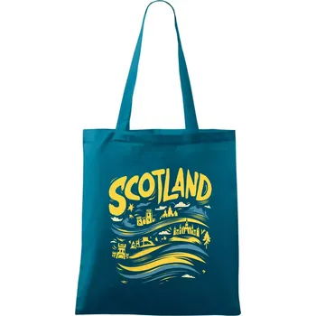 Scotland kreslené vlny - Taška bavlněná - 42 x 38 cm ( Petrolejová )