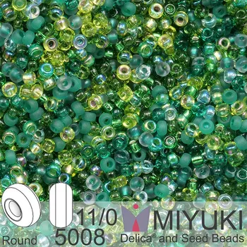 Korálek Korálky Miyuki Round 11/0. Barva Ever Green Mix 5008. Balení 5g.