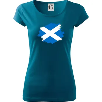 Dámské tričko Skotská vlajka kreslená štetcem - Dámské triko Pure - L ( Petrolejová )