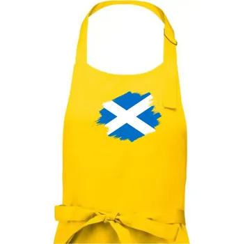 Kuchyňská zástěra Skotská vlajka kreslená štetcem - Pánská zástěra na vaření - Univerzální velikost ( Žlutá )
