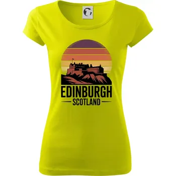 Dámské tričko Scotland Edinburgh Castle - Dámské triko Pure - L ( Limetková )