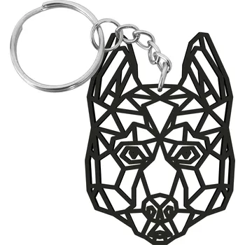 Dřevěný přívěsek - HUSKY POLYGONÁLNÍ Barva: černá