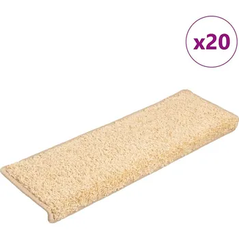 vidaXL Schodové rohože 20 ks 65 x 21 x 4 cm krémové s obdélníkovým okrajem
