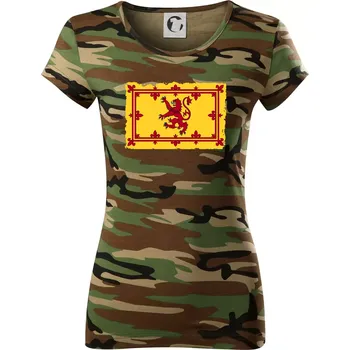 Dámské tričko Královský prapor Skotska - Dámské maskáčové triko - XS ( Hnědý maskáč )