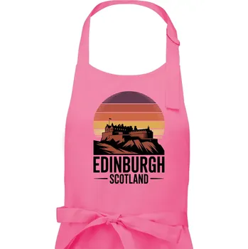 Kuchyňská zástěra Scotland Edinburgh Castle - Dámská zástěra na vaření - Univerzální velikost ( Růžová )