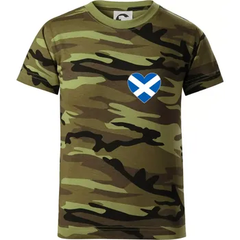 Chlapecké oblečení Skotské srdce na prso - Dětské maskáčové triko - 104-110cm / 3-4 roky ( Zelený maskáč )