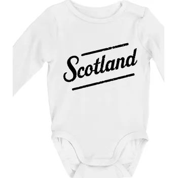 Kojenecký body Scotland Vintage nápis - Body kojenecké s dlouhým rukávem - Dlouhý r. do 3 měs ( Bílá )