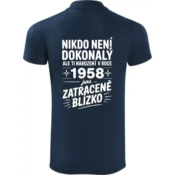 Pánská košile Nikdo není dokonalý ale ti narození v roce 1958 jsou zatraceně blízko - Polokošile Victory sportovní (dresovina) - 3XL ( Námořní modrá (velmi tmavá - téměř černá) )
